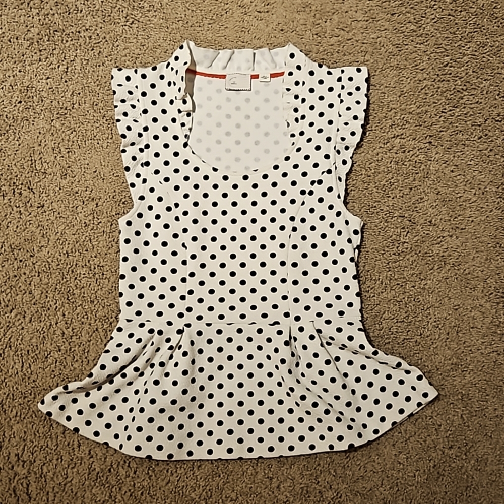 Polka Dot Sleevless Peplum Top